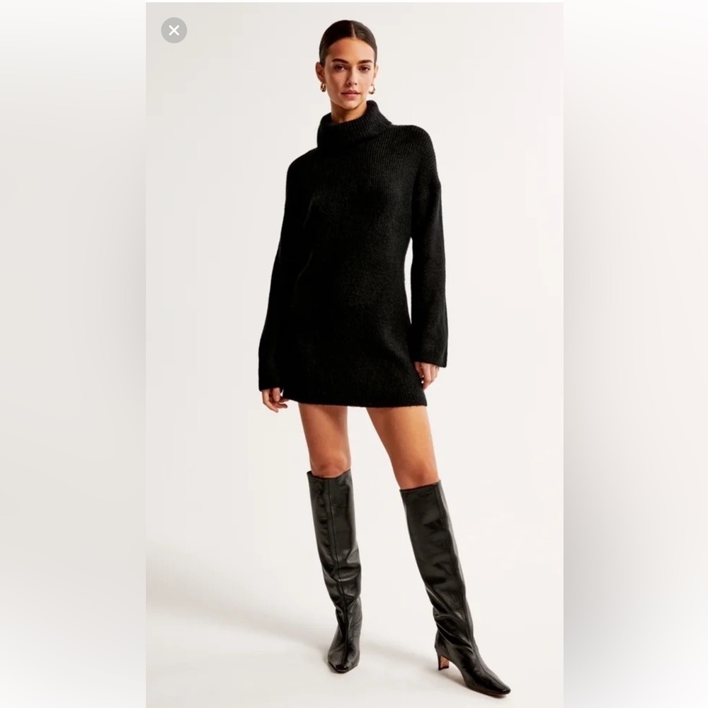 Abercrombie & Fitch Black Long Sleeve Sweater Dress